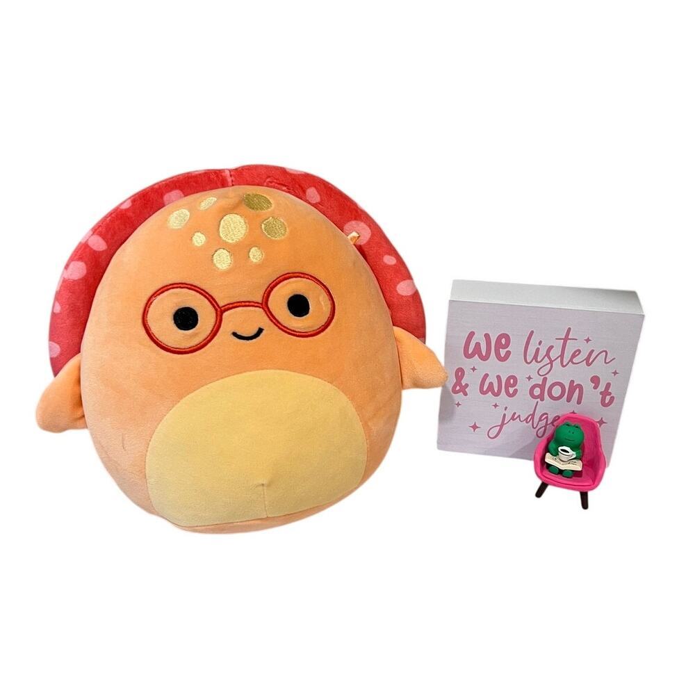 Squishmallow 8" Caine the crab with Glasses Pink Spotted Shell Plush 2024